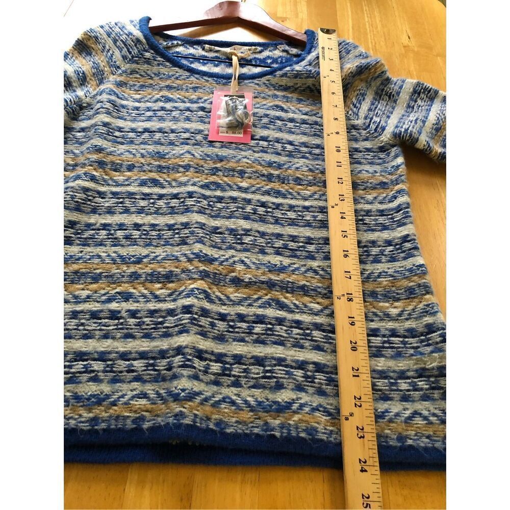 Chelsea & Violet Womens L Blue Fair Isle Knit Sweater Cozy Boho NWT - Picture 7 of 13